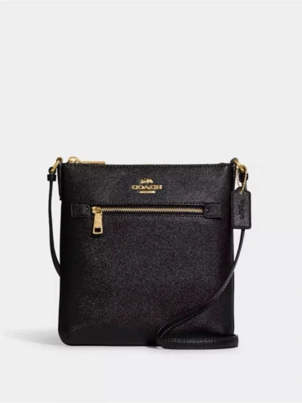 Coach Black Mini Rowan File Bag with Gold Hardware